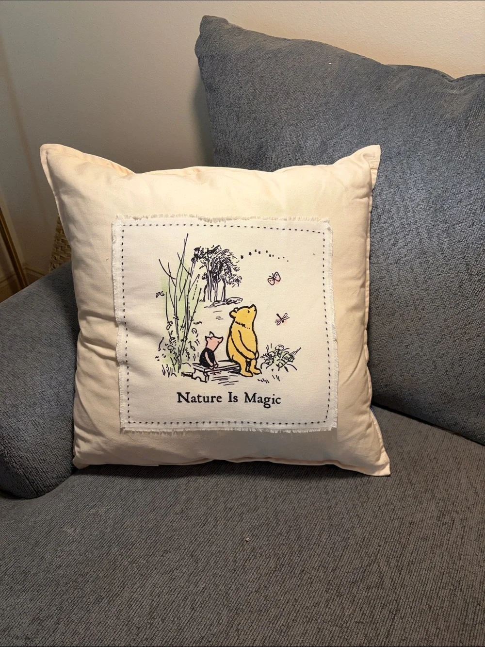 Berkshire Cream Accent Pillow with Yellow Winnie-the-Pooh Illustration